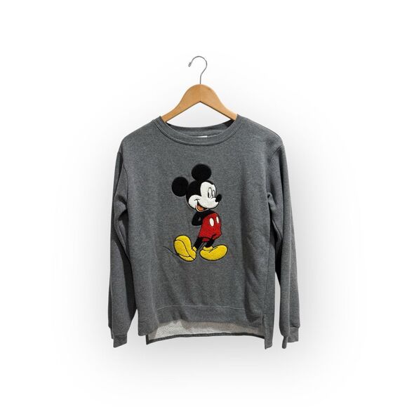 Disney Mickey Embroidered Gray Sweatshirt Womens Small - Picture 1 of 6